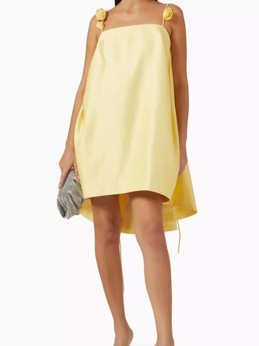 Yellow Floral-Strap A-Line Mini Dress